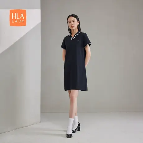 HLA/海澜之家凉感短袖Polo裙24春夏新款吸湿排汗防晒收腰裙子女装图片