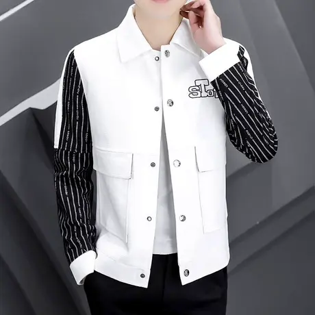 外套2022新款男士春秋季韩版潮流痞帅气夹克男装潮牌短款休闲衣服商品大图