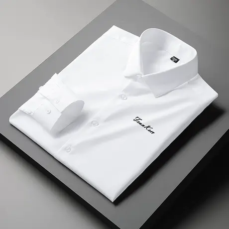 2023新款春秋季长袖衬衫男商务抗皱免烫白色衬衣轻熟风高级感寸衫商品大图