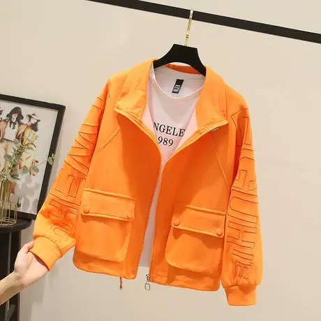 短款拉链卫衣女外套纯色宽松韩版2023新款春秋慵懒风chic港味上衣图片