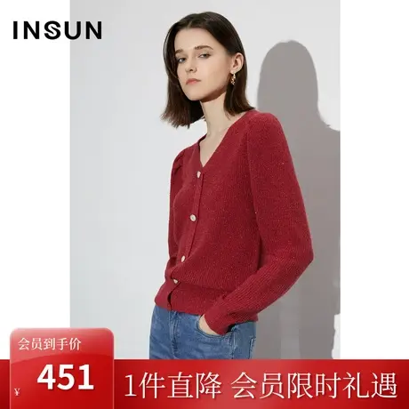 [兔年胶囊]恩裳COVER2023早春新款珠片闪亮感轻盈舒适弹力针织衫商品大图