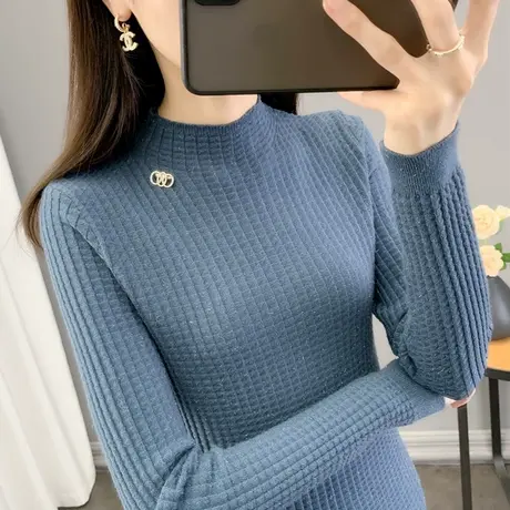 毛衣2022年新款爆洋气时尚时髦修身显瘦半高领领秋季打底衫女秋冬商品大图