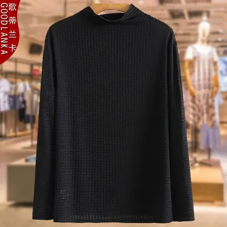 雪纺衫妈妈秋装新款半高领打底衫宽松显瘦加肥加大码女装薄款上衣商品大图