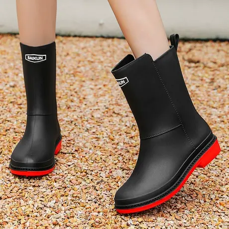 2023新款雨天外出专用雨靴耐磨长筒女款时尚软底雨鞋成人防滑胶鞋商品大图