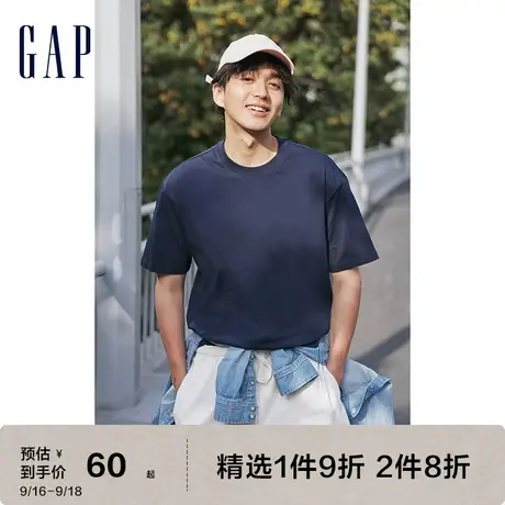 【滑滑T】Gap男女装廓形T恤纯棉透气短袖夏季新款602764纯色上衣图片