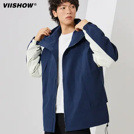 VIISHOW潮牌机能风纯色连帽冲锋夹克男复古宽松潮流百搭休闲外套图片