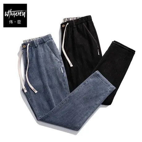 伟臣2023春夏新品大码男装牛仔长裤胖子加肥加大宽松水洗耐磨长裤商品大图