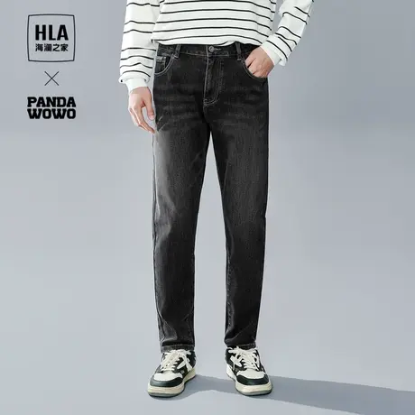 HLA/海澜之家panda wowo熊猫牛仔裤2023秋季新款舒适五袋款长裤男图片