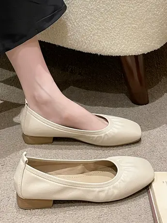 平底浅口夏季单鞋女2023春秋新款淑女上班鞋百搭软底开车豆豆鞋商品大图