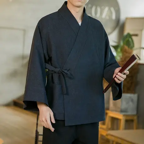 冬季新款棉衣外套国潮中式禅意茶服休闲黑色居士服藏青色禅修服男图片