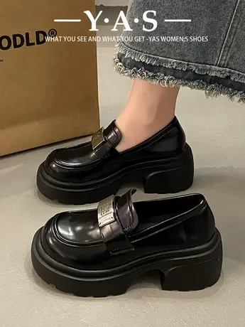 厚底英伦风乐福鞋女2024春季新款女鞋黑色小皮鞋法式单鞋ins潮商品大图