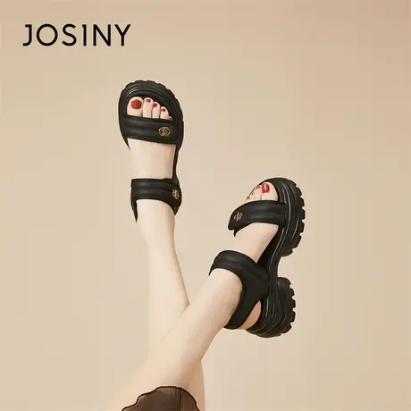 Josiny/卓诗尼凉鞋女2024春季新款厚底松糕罗马鞋女鞋子沙滩鞋潮商品大图