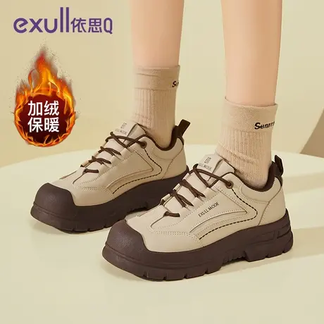 exull/依思Q加绒运动鞋女款2024新款秋春季韩版风休闲女子运动鞋图片