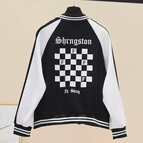 2023年春秋季新款棒球服女士潮ins百搭撞色欧洲站夹克外套设计感商品大图