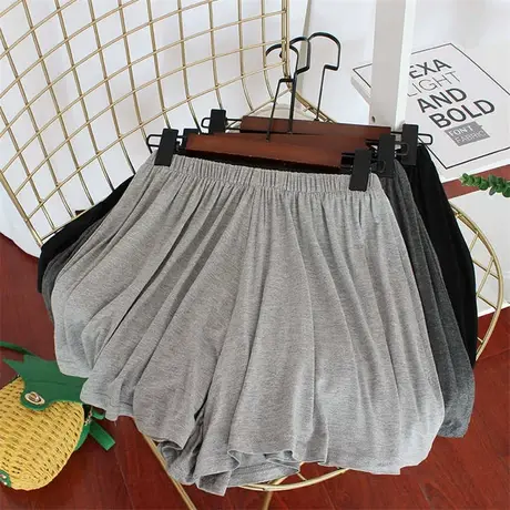 柔软垂感莫代尔短裤女夏季薄款松紧腰高腰宽松居家阔腿裤休闲裙裤商品大图