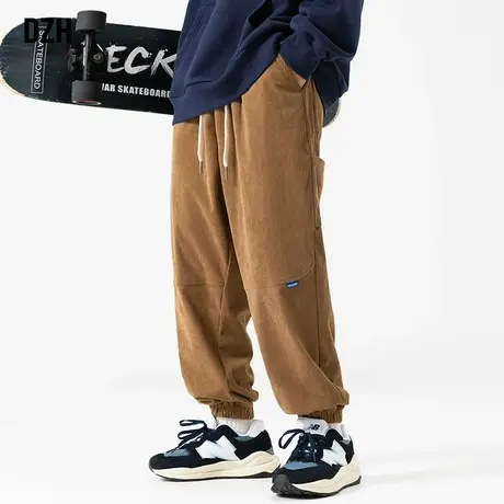 DZH日系复古灯芯绒高街裤子男潮牌ins百搭休闲运动束脚裤2023新款商品大图