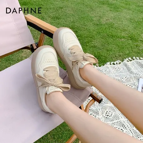 达芙妮休闲板鞋女款2025新款夏季百搭软底德训鞋厚底增高小白鞋女商品大图