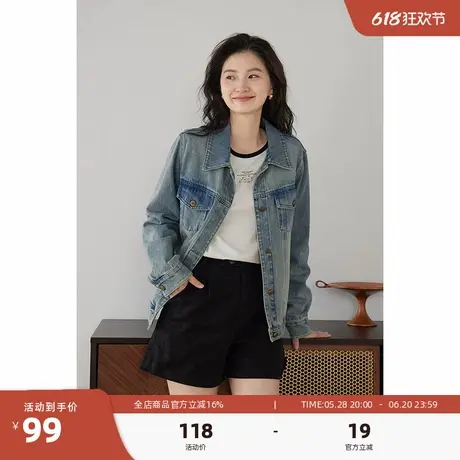 嘉茱莉新款复古牛仔外套女2025春季短款休闲上衣小个子通勤短外套图片