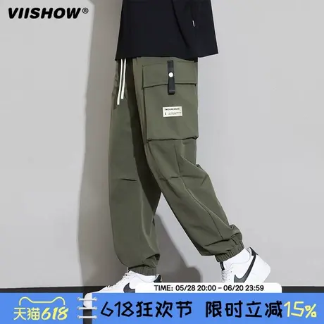 VIISHOW休闲裤男春季宽松束脚工装长裤学生运动青年阔腿美式裤子商品大图