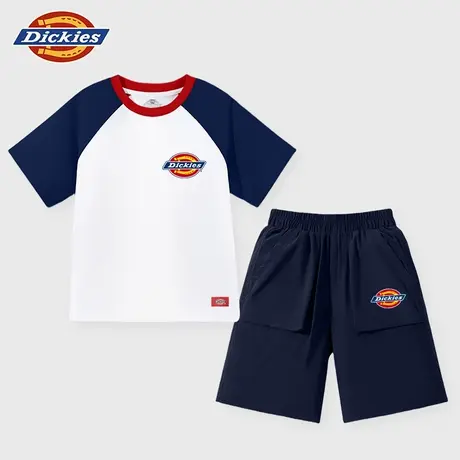 Dickies童装男童夏装套装男孩撞色插肩袖短袖t恤儿童潮牌两件套A商品大图