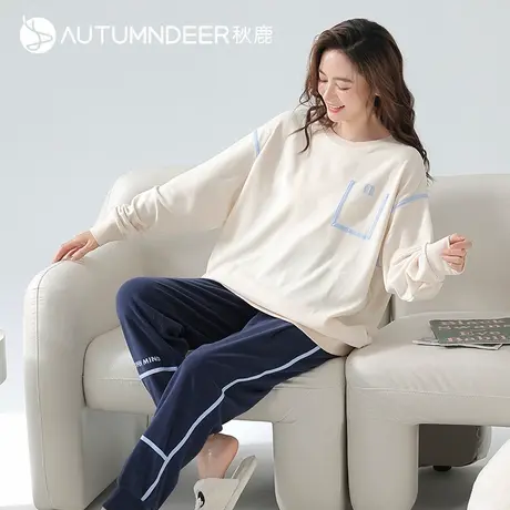 秋鹿【断码清仓】睡衣女秋冬保暖摇粒绒家居服长袖长裤卫衣套装商品大图