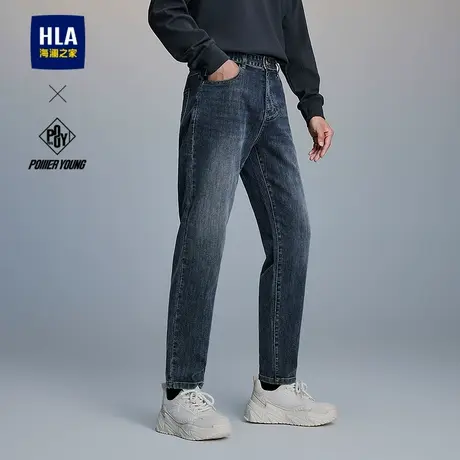 HLA/海澜之家POWER YOUNG系列牛仔裤25春秋新五袋款字母刺绣裤男图片
