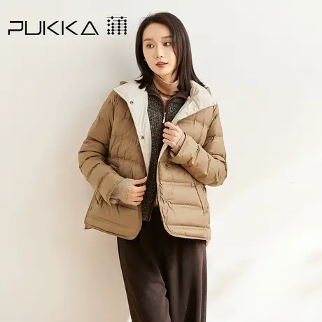 蒲PUKKA 连帽轻薄羽绒服女2024冬装新款通勤日常保暖外套商品大图