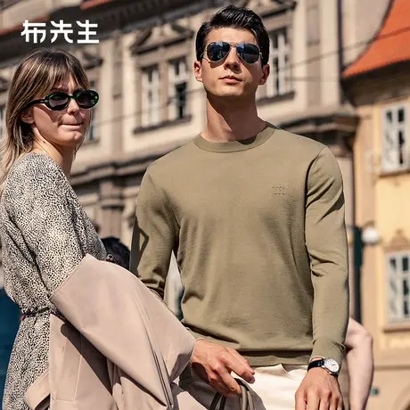 MrBu布先生可机洗100%羊毛t针织衫2023新款t恤男圆领长袖BT12205商品大图
