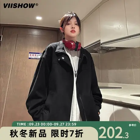 VIISHOW麂皮绒外套男春秋季美式复古高级感痞帅潮牌休闲宽松夹克商品大图