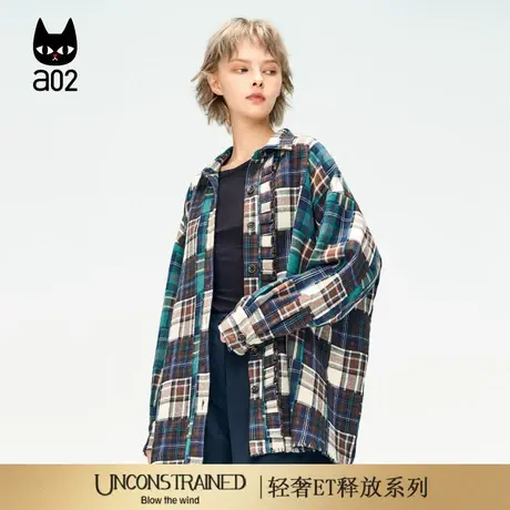 a02【ET释放系列】设计感啊宽松格子衬衣女2025新款秋季衬衣外套商品大图