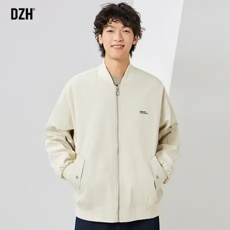男士杏色棒球服男款休闲外套男春秋季2023新款潮牌痞帅高级感夹克商品大图