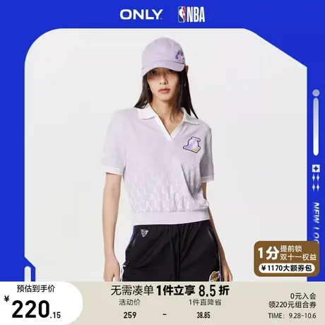 【买5免1】ONLY奥莱2023夏季新款NBA联名款字母印花POLO领短袖T恤商品大图