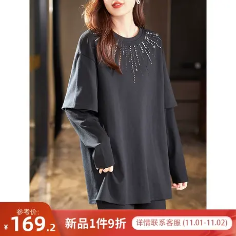 宝诗黎【新品价188元】圆领钉钻亮片长袖T恤AHL4002商品大图