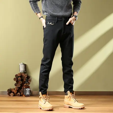 休闲小直筒牛仔裤男士时尚潮流修身百搭牛仔裤子潮流宽松水洗长裤图片