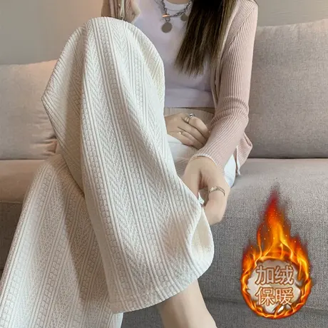 ins超火直筒休闲长裤女秋冬宽松高腰韩版百搭加绒加厚运动阔腿裤图片