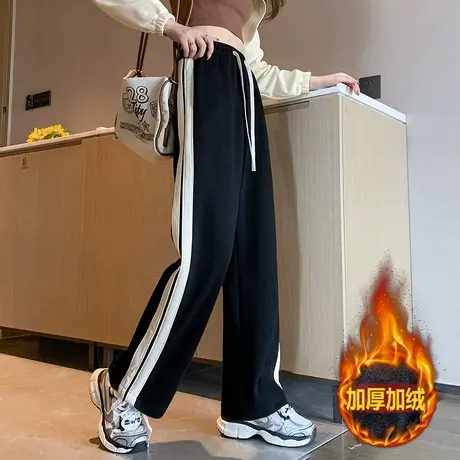 阔腿裤女秋冬季2023年新款高腰垂感休闲宽松直筒显瘦加绒运动裤子图片