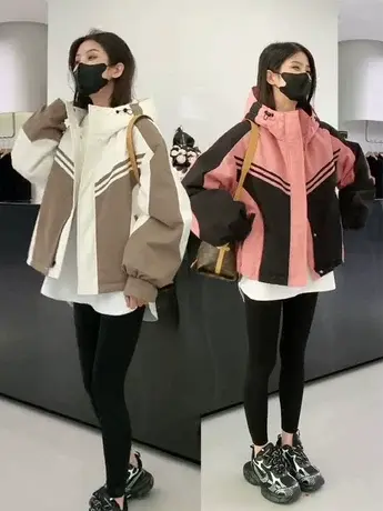 夹棉加厚工装夹克冲锋衣外套女2023秋冬装新款爆款气质高级感上衣图片