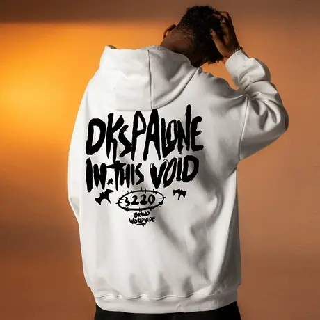 Nuthink美式潮牌字母加绒连帽卫衣男潮宽松大码保暖男款外套春季商品大图