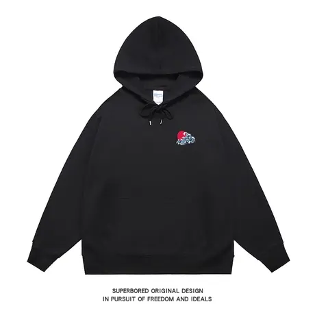 春秋季连帽卫衣男日系复古海上日出简约印花秋冬潮牌宽松休闲帽衫商品大图