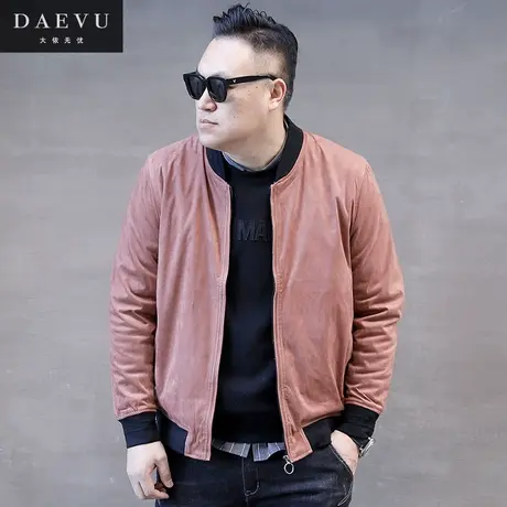 2021新款棒球领麂皮绒大号潮胖子加肥加大码男士短款夹克外套图片