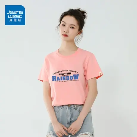 真维斯短袖女2023新款100%纯棉T恤夏季宽松薄款半袖上衣ins潮商品大图