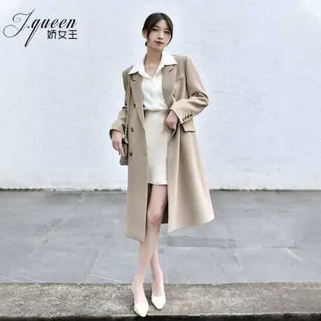 西装大衣女2024春季新款职业气质高级感长款双排扣垂坠感风衣外套图片