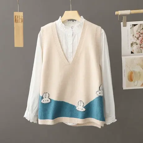 马甲针织背心女套头秋装宽松外穿2024年春秋新款毛衣马夹坎肩外搭图片