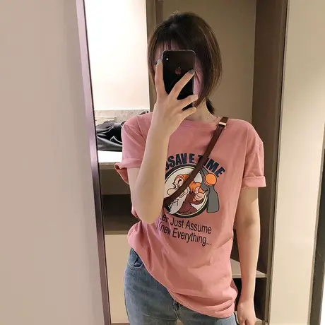 短袖t恤女ins潮网红超火2024年夏季上衣流行超a清新港风简约新款商品大图