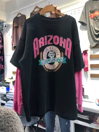 韩国东大门长袖t恤女春秋2021新款假两件拼接宽松打底衫ins潮上衣商品大图