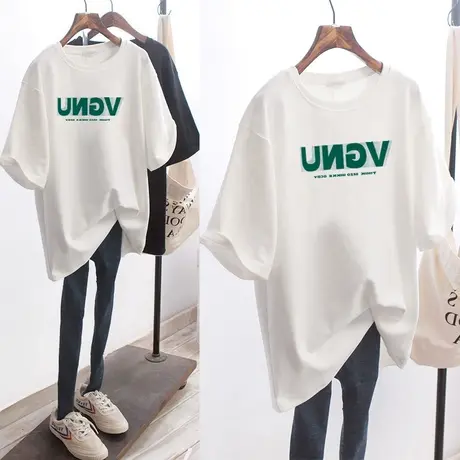 胖mm美式hiphop街头复古短袖t恤女夏宽松ins潮牌设计感半袖上衣服商品大图