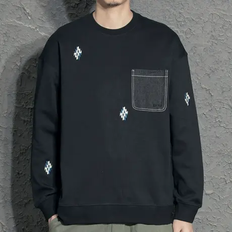 奕飏国潮原创设计卫衣男2022年新款春季圆领刺绣宽松潮牌长袖上衣商品大图