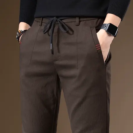 春秋款咖啡色男裤子2023年新款潮流男士休闲长裤上班工作百搭工装商品大图
