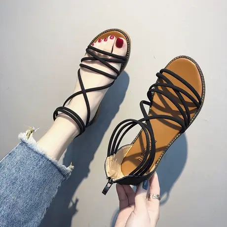 2023新款夏季凉鞋韩版时尚英伦风沙滩凉鞋舒适潮流百搭露趾女鞋子图片