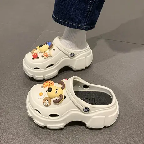 厚底洞洞鞋女款外穿夏季2024新款可爱小狗防滑增高包头沙滩凉拖鞋图片